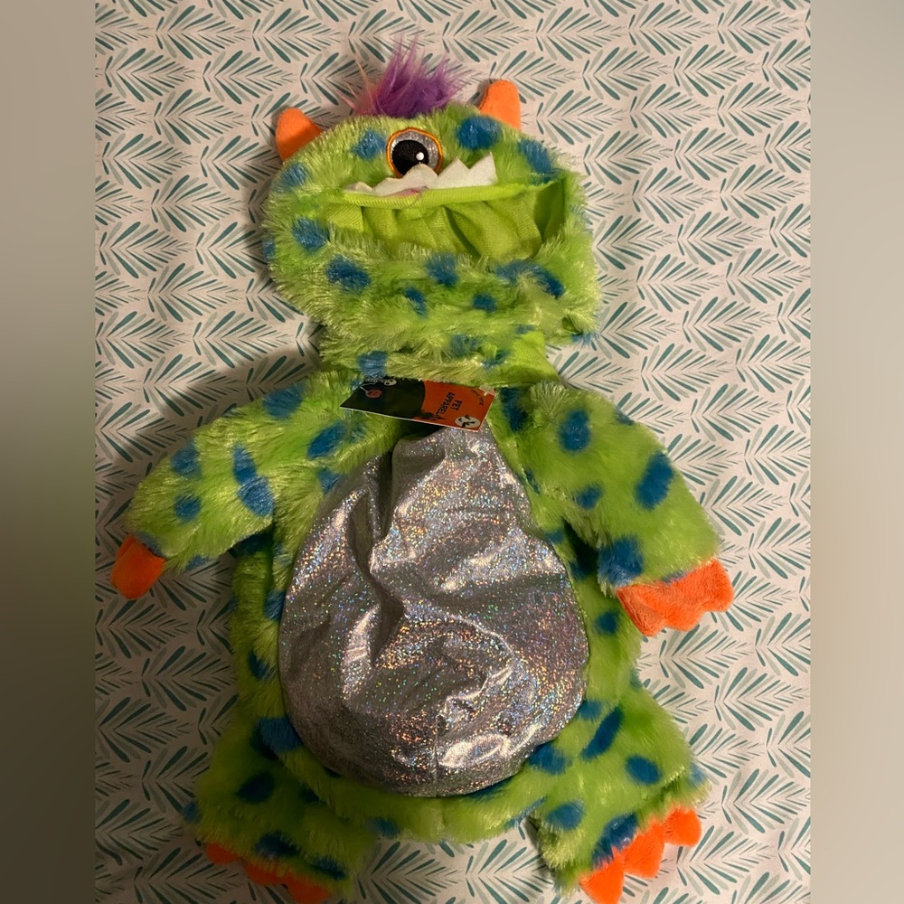 Green Monster DOG Costume with Silver Belly